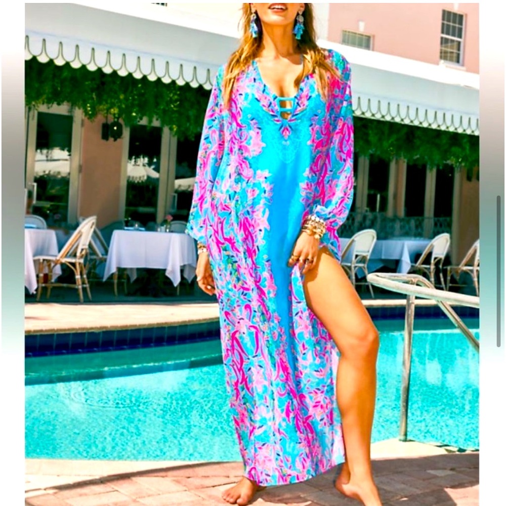 NWT Lilly Pulitzer Frey Long Sleeve Maxi Coverup Dress S/M